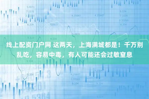 线上配资门户网 这两天，上海满城都是！千万别乱吃，容易中毒，有人可能还会过敏窒息